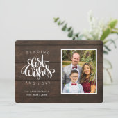 Verzenden van beste wensen Script Photo Wood Chris Feestdagenkaart (Staand voorkant)