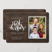 Verzenden van beste wensen Script Photo Wood Chris Feestdagenkaart (Voorkant / Achterkant)