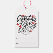 Verzenden van Liefde Handbelettering met Harten Cadeaulabel (Voorkant)