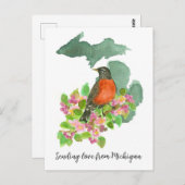 Verzenden van Liefde Michigan Amerikaanse Robin Fl Briefkaart (Voorkant / Achterkant)