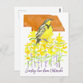 Verzenden van Liefde Nebraska Meadowlark Goldenrod Briefkaart (Voorkant / Achterkant)