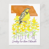 Verzenden van Liefde Nebraska Meadowlark Goldenrod Briefkaart (Voorkant)