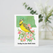 Verzenden van Liefde North Dakota Meadowlark Rozen Briefkaart (Staand voorkant)