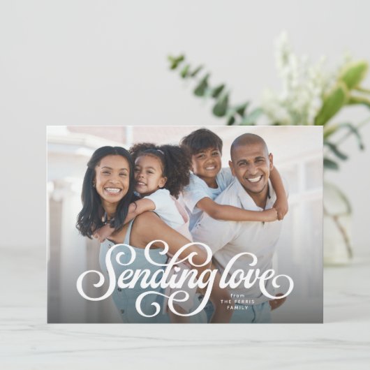 Verzenden van liefde schattige een foto Valentijn Feestdagenkaart (Staand voorkant)