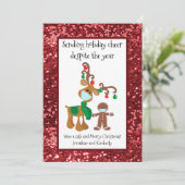 Verzendend Holiday Cheer Reindeer Face Mask Glitte Feestdagenkaart (Staand voorkant)