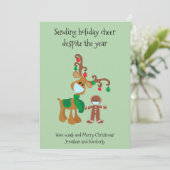 Verzendend vakantiemasker feestdagenkaart (Staand voorkant)