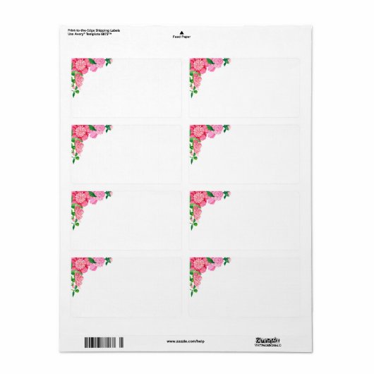 Verzendende Adresetiketten-Roze bloemen Etiket (Full Sheet)