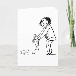 VERZENDENDE BIEDDAY-VISSEN, GROTE BIRTHDAY-KAARTEN FEESTDAGEN KAART