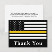 Verzender 911 Noodpolitie Thin Gold Line Bedankkaart (Voorkant / Achterkant)