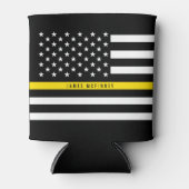 Verzender Dunne Gele Lijn Amerikaanse Vlag Monogra Blikjeskoeler (Voorkant)