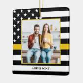 Verzender kerstmis Aangepaste foto Thin Gold Line Keramisch Ornament (Links)