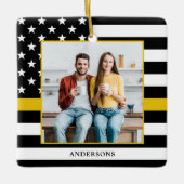 Verzender kerstmis Aangepaste foto Thin Gold Line Keramisch Ornament (Voorkant)