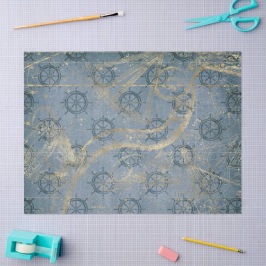 Verzendhulp op blauwe ontkoppeling tissuepapier (Craft)