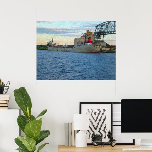 Verzending die in haven-het schilderen Druk wordt Poster (Thuiskantoor)