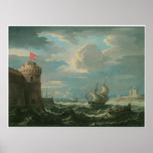 Verzending op een Stiff Breeze, Pieter Mulier Poster