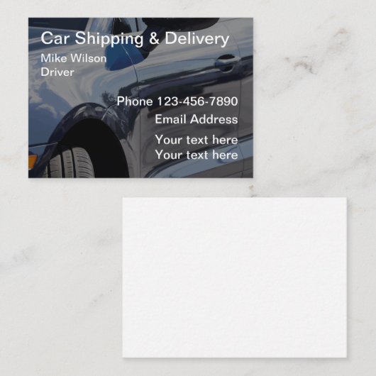 Verzending van auto's en levering visitekaartje (Voorkant / Achterkant)