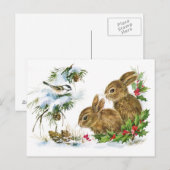 Verzending:  Winter Snow Bunnies Briefkaart (Voorkant / Achterkant)
