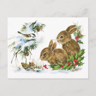 Verzending:  Winter Snow Bunnies Briefkaart
