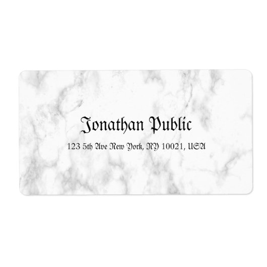 Verzending Wit Marmeren Script Luxe Modern Etiket (Voorkant)