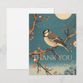 Verzendkaart Moonlit Bird on Blossom Bra Bedankkaart