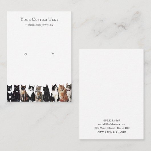 Verzendkaart voor waterverf katten en juwelen visitekaartje (Voorkant / Achterkant)