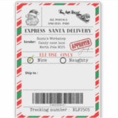 Verzendlabel van de Kerstman Sticker (Voorkant)