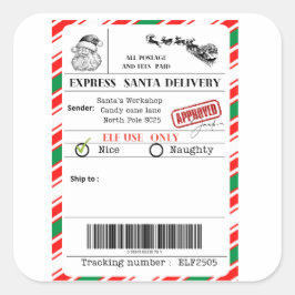 Verzendlabel van de Kerstman Vierkante Sticker