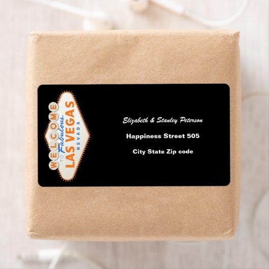 Verzendlabel voor bruiloft in Las Vegas-teken (Insitu)