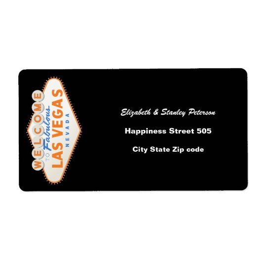 Verzendlabel voor bruiloft in Las Vegas-teken (Voorkant)