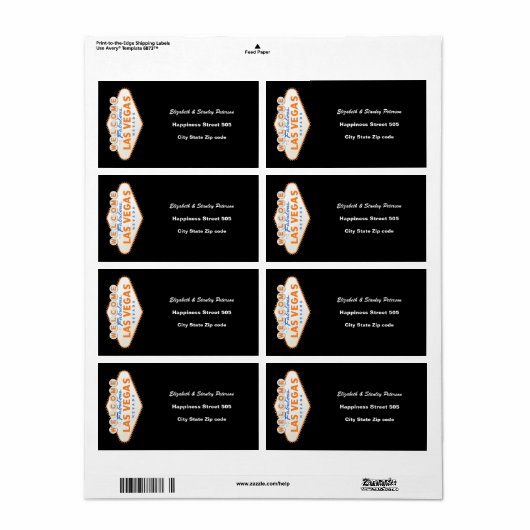 Verzendlabel voor bruiloft in Las Vegas-teken (Full Sheet)