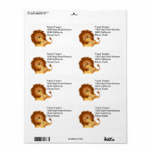 Verzendlabel voor Cute Loving Cartoon Lion Dad & C (Full Sheet)