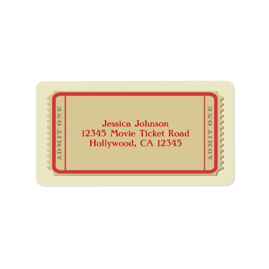 Verzendlabel voor filmticket etiket (Voorkant)