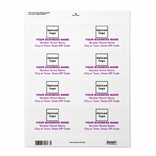 Verzendlabel voor Paarse tekst met centrale uitlij (Full Sheet)