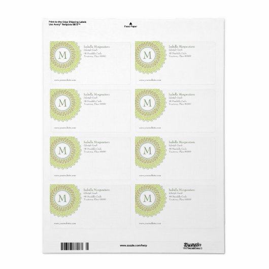 Verzendlabel voor siermonogram (Full Sheet)