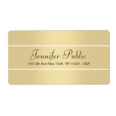 Verzendlabels Elegant Gold White Script Name Etiket (Voorkant)