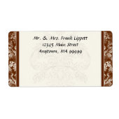 Verzendlabels - Fleur di Lys Damask - Bruin Etiket (Voorkant)
