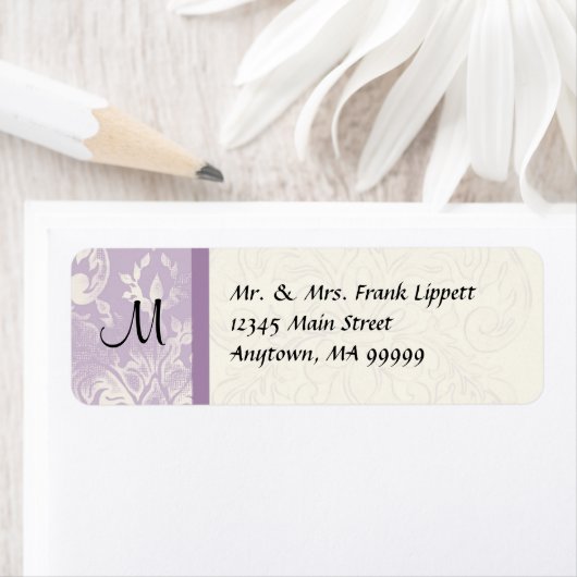 Verzendlabels - Fleur di Lys Damask - Lavendel Etiket (Insitu)