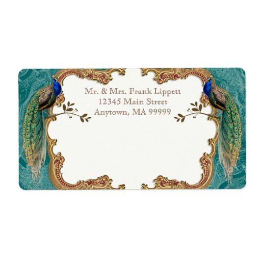 Verzendlabels - Golden Peacock & Kalligrafie Etiket (Voorkant)