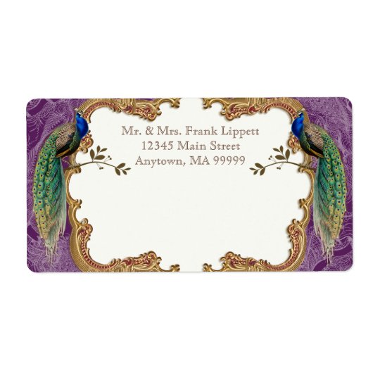 Verzendlabels - Golden Peacock & Kalligrafie Etiket (Voorkant)
