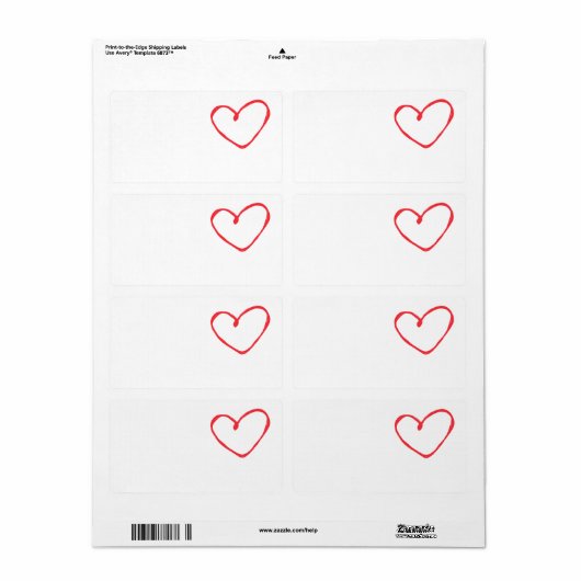 Verzendlabels met hartjes etiket (Full Sheet)