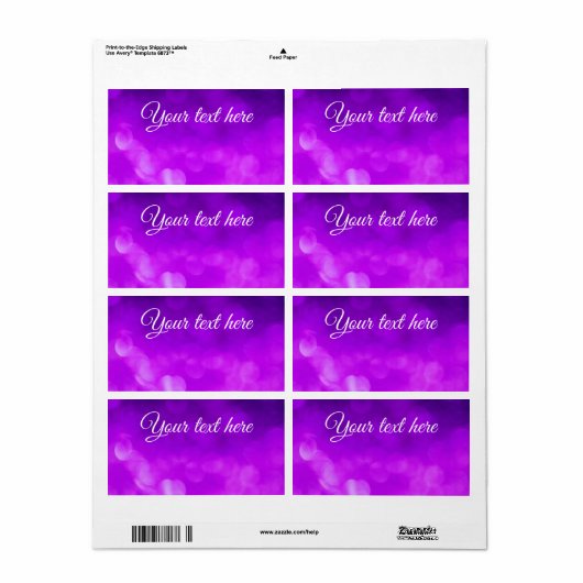 Verzendlabels met paarse, violette bokeh etiket (Full Sheet)