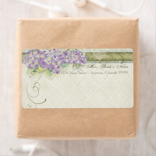 Verzendlabels -  stijl Lila hydrangea Etiket (Insitu)