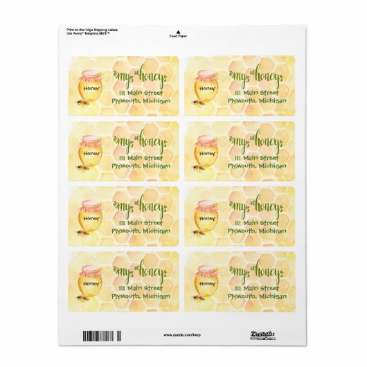 Verzendlabels voor bijenhoning etiket (Full Sheet)