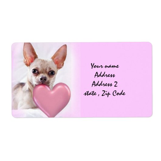 Verzendlabels voor valentijnse Chihuahua-honden Etiket (Voorkant)