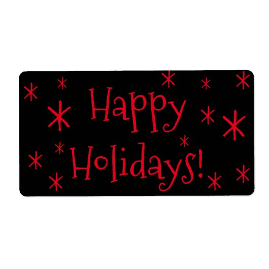 Verzendlabels zwart, rood Prettige feestdagen Kers Etiket (Voorkant)