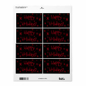 Verzendlabels zwart, rood Prettige feestdagen Kers Etiket (Full Sheet)