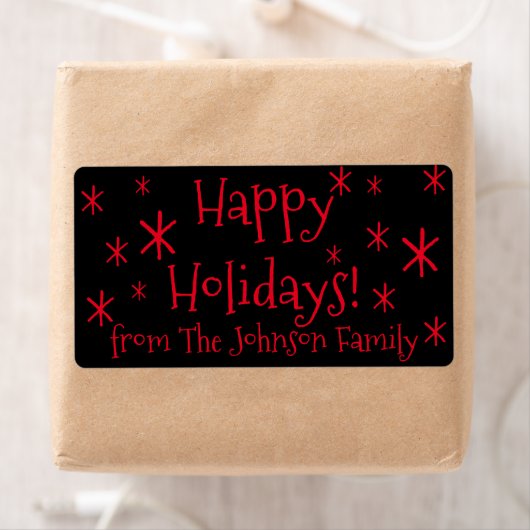 Verzendlabels zwart, rood Prettige feestdagen Kers Etiket (Insitu)