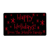 Verzendlabels zwart, rood Prettige feestdagen Kers Etiket (Voorkant)