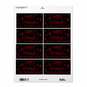 Verzendlabels zwart, rood Prettige feestdagen Kers Etiket (Full Sheet)