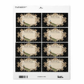 Verzendlabels - zwarte  pacock & etchings etiket (Full Sheet)